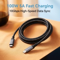 Accessoire électronique, câble USB C vers USB C 3M, 100W 5A 10 Gbps, nylon tressé, type C 3.2 Gen 2, cordon pour utilisation sur de longues distances