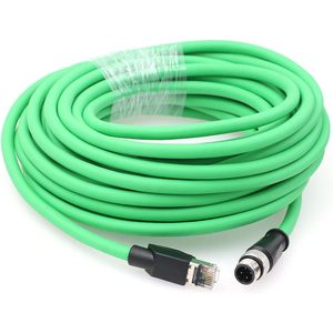 แฮงทอน เอ็ม 12 4 พินสายอีเธอร์เน็ต D-โค้ดเป็น Rj45 Cat5e PoE 15 ม. สำหรับเซ็นเซอร์อ่านบาร์โค้ดคีย์เอ็นซ์ ซิก - Product Image 2
