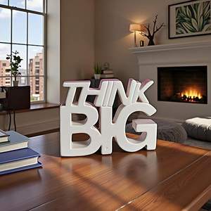 Think Big White Paint Motivational Aesthetic Table Decorative Item Perfect for Home Study <b>Desk</b> or Office Table Decor Room Decor - Product Image 1