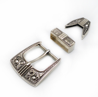 Boucle de ceinture automatique en alliage de zinc sculpté rétro de 40 mm, style cowboy, avec logo imprimé par transfert thermique, concho moulé plaqué.