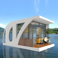 Maison flottante pour lacs tranquilles 2025 – Luxe, préfabriquée, moderne, mobile, modulaire, mini-maison, hôtel flottant, ponton, maison-bateau