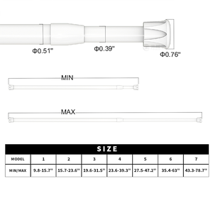 Tringle à tension réglable <span class=keywords><strong>de</strong></span> 40 à 60 cm pour placard, <span class=keywords><strong>barre</strong></span> <span class=keywords><strong>de</strong></span> tension pour petit <span class=keywords><strong>rideau</strong></span> <span class=keywords><strong>de</strong></span> douche en acier carbone, sans perçage - Product Image 3
