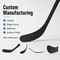 Lame de hockey professionnelle personnalisée en gros, fabriquée en usine, à haute résistance, avec tige en fibre de carbone