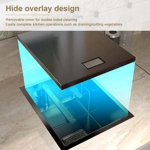 Conception carrée moderne de barre d'évier de cuisine de cuvette simple avec au-dessus de la couleur noire cachée d'acier inoxydable de robinet - Product Image 3