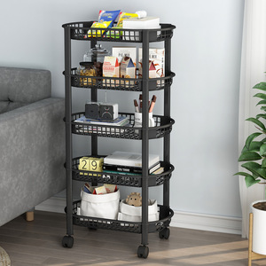Estante de Almacenamiento de Plástico de Varias Capas con Ruedas, Tamaño L, Organizador de Cocina Portátil, Forma Redonda - Product Image 3