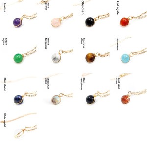 Collar de mujer de moda, colgante de ágata roja de cristal Natural, cuentas de piedras preciosas de Aguamarina, regalo de joyería envuelto en alambre de <span class=keywords><strong>Metal</strong></span> - Product Image 2