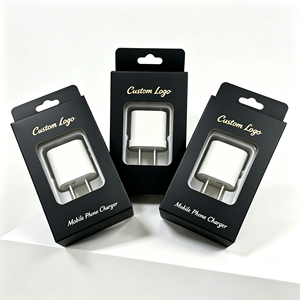 Boîte rigide pour chargeur de téléphone portable avec logo personnalisé, fenêtre transparente, impression dorée, emballage pliable en papier haut de gamme pour câble USB - Product Image 2