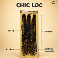 Extension per capelli sintetici Boho Faux Locs Crochet Braids Goddess Dreadlocks con estremità ricci, pre-annodate, morbide, per donna
