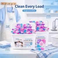 Manik-manik Pewangi Deterjen Gel 5 Warna 4-in-1 Membersihkan, Mendekontaminasi, Melembutkan, Aroma Bunga Tahan Lama, Untuk Pakaian