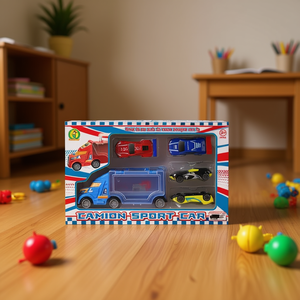 Juego de coches de juguete Camion Sport con 4 mini coches y camión de transporte para niños mayores de 3 años 29x19x5 cm - Product Image 2