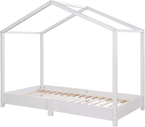 Cama Literá Moderna de 70 x 140 cm con Base de Listones Extensible, Madera de Pino <span class=keywords><strong>Lacada</strong></span> en Blanco para Sala de Estar o Apartamento - Product Image 4