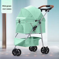 Poussette pour animaux de compagnie à trois roues multifonctionnelle en alliage d'aluminium pliable et réglable, chariot stable pour chiens et chats en plein air