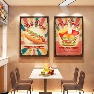 Cartel comercial de hamburguesa, pintura de comida, <span class=keywords><strong>Pizza</strong></span>, pollo frito, restaurante occidental, decoración de fondo de pared, núcleo de pintura - Product Image 1