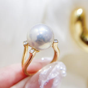 Base para Anillos de Plata S925 10756DIY con Cuentas Redondas de 10-12 mm, Accesorio de Joyería Dorado/Plateado para Anillos de Perlas - Product Image 1