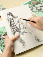 Carnet de croquis LISI Mini, couverture blanche unie, avec crayon et options cadeaux, reliure cousue, 128 feuilles