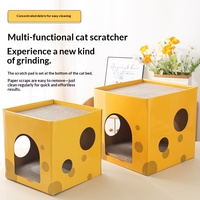 Griffoir pour chat double couche en forme de fromage, résistant aux griffures, style dessin animé, en carton, avec structure d'escalade et maison pour chat