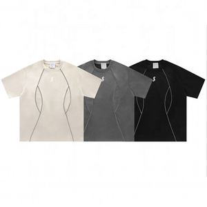 2024 Customs-Free Custom Garment Dye <b>Vintage</b> Wash <b>Tshirts</b> Streetwear Stripe <b>Tshirt</b> - Product Image 1