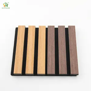 Papan akustik bilah kayu akustik hewan peliharaan bahan kayu papan dinding dekoratif Mdf panel dinding Oak