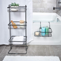 Panier de rangement de salle de bain en métal réglable et antirouille sans perçage, étagère suspendue avec support pour téléphone