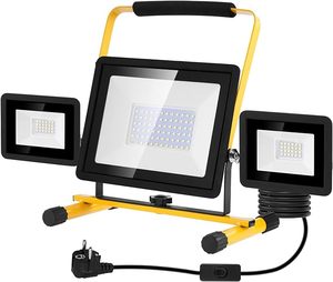 100w <b>Led</b> Work <b>Light</b> With 3 Adjustable Heads Outdoor Waterproof Flood <b>Lights</b> <b>Workshop</b> Garage Portable Construction Ip65 Outdoor W - Product Image 1