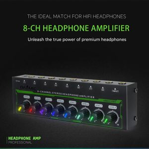 Amplificador de Audífonos Profesional HA800 PRO de 8 Canales Amplificador de Audio Estéreo con Luz RGB y Control de Volumen para Estudio de DJ - Product Image 4