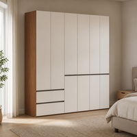 Armoires modernes entièrement équipées avec portes coulissantes, 6 portes, et dressing intégré, armoire en bois pour maison conteneur