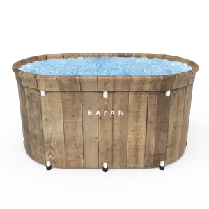 Customized Wood Grain Rectangular Cold Plunge Ice Bath Recovery Tub For Adults Portable Ice Bath