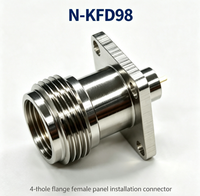 Connecteur d'installation de panneau à bride de type N N-KFD98, 4 trous carrés, coaxial RF 50 ohms DC-6GHz, prise et fiche, assemblage de câble RF