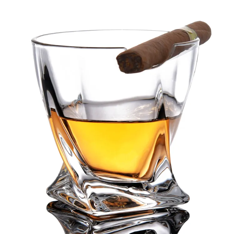 Free Sample Personalized Shot Glasses Lead-Free Drinking Glassware Twisted Whiskey Glass Cigar Cup For Home Party Bar