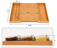 Organisateur de tiroir extensible à 3 niveaux en bambou pour cuisine, support de rangement pour assaisonnements, plateau à épices en bois avec ensemble de bocaux