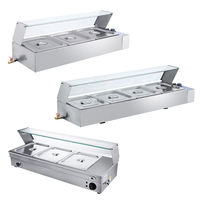 Bain-marie de comptoir 6 compartiments en acier inoxydable 304, chauffe-plats électrique pour buffet avec couvercle en verre 40L 2KW CE