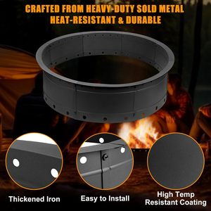 Large Outdoor Campfire <b>Pit</b> 36 Inch <b>Fire</b> <b>Pit</b> Ring Smokeless Steel Firepit with Air Vent for Efficient <b>Burning</b> Mail Order Packing - Product Image 4