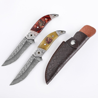 Vente chaude Damas Lame Couteau De Cuisine Manche En Bois Couteau De Survie avec Gaine Extérieure pour La Chasse Et La Cuisine