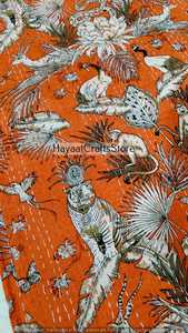 Orange Printed Cotton <b>Quilt</b> Bohemian Style Home Decor <b>Throw</b> Blanket All Season Luxury Woven Pattern - Product Image 5