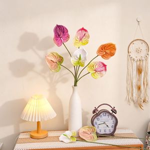 CallaFloral Anthurium, fleur artificielle à tige unique, en tissu PVC brillant, décoration intérieure, blanc, vert, orange, rose rouge, rouge clair - Product Image 1