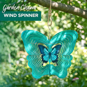 Tourniquets à vent métalliques suspendus pour la décoration intérieure et extérieure, sculptures éoliennes pour jardin, cour, véranda et patio – Magnifiques tourniquets à vent - Product Image 2