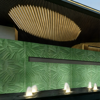 Revêtement mural en pierre 3D effet feuille de bananier |   Panneau mural flexible 1200*3000mm pour hall d'hôtel de luxe et intérieur de boutique