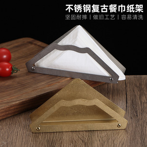 Stainless Steel Tissue Holder Gold Retro Industrial Style Free Standing Desktop Napkin Stand Creative Design - Product Image 4