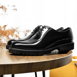 Chaussures Oxford en cuir noir pour hommes, bout carré, à lacets, semelle extérieure en caoutchouc, toutes saisons, livraison directe - Product Image 2