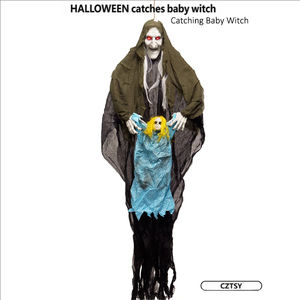 Decoración de Halloween: Bruja Anciana Colgante, Fantasma, Casa Embrujada, Tela Desgastada, Atmósfera de Terror, Accesorio - Product Image 3