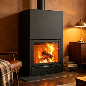 Stufa a Legna Moderna Autoportante <span class=keywords><strong>con</strong></span> Porta Scorrevole in <span class=keywords><strong>Vetro</strong></span> per Riscaldamento Interno di Soggiorni e Hotel - Product Image 3