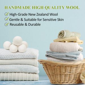 Boules de séchage en laine de Nouvelle-Zélande écologiques, 7 cm, lot de 6, marque privée, 100% laine naturelle, boules de séchage en laine pour le nettoyage - Product Image 4