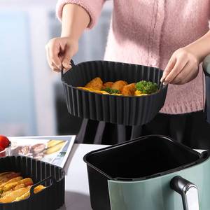 Colorful Reusable Silicone Air Fryer Liners - 8inch Square, suitable for 4-7 Qt air fryers, oven and <b>microwave</b> safe, easy to - Product Image 3