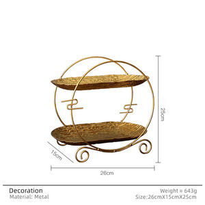 ชั้นวางเค้กเหล็กสไตล์ยุโรป ชั้นวางขนมโลหะสำหรับโรงแรม ของตกแต่งบ้าน ถาดเก็บอาหารและเครื่องสำอาง - Product Image 2