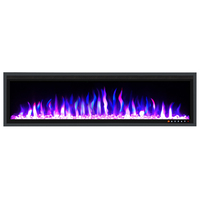 Cheminée Électrique Murale Encastrable Décorative avec Panneau en Verre, Tailles 42"/50"/60"/65"/72"