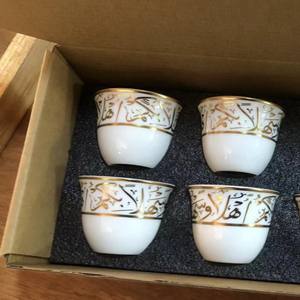 Ensemble de 8 tasses à thé en céramique style Moyen-Orient Turquie, tasses à thé noir - Product Image 3