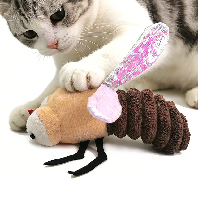 New Design Custom Pet Interactive Toy Soft Plush Stuffed Cute Large Mosquitoes Crinkle Catnip Cat Chew Toy