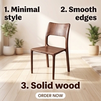 Chaise de salle à manger en bois massif MULIGNA, dossier en bois avec découpe, design ouvert, pour cuisine, restaurant, café, style nordique, chaise d'appoint pour la maison