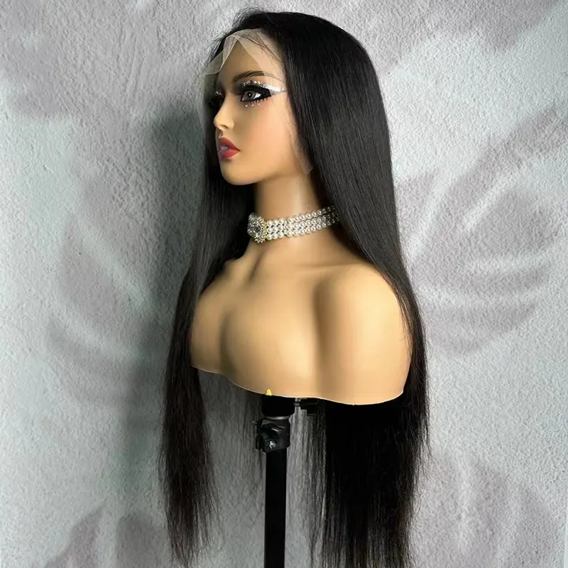 30 40 Inch Natural Glueless Swiss Transparent Lace Wig Brazilian 100% Human Hair Virgin Straight Body Wave Lace Frontal Wigs