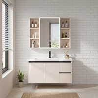 Éclairage LED mural moderne pour villa, luminaire de salle de bain rectangulaire en dalle de roche, lavabo en céramique sans joint, meuble sous-vasque en dalle de roche